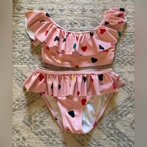 Janie and Jack Pink Heart Ruffle Bikini